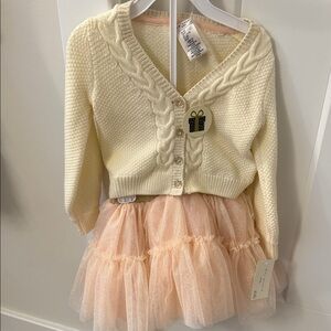 Max Studio Cream Cardigan and Pink Tulle Skirt Set